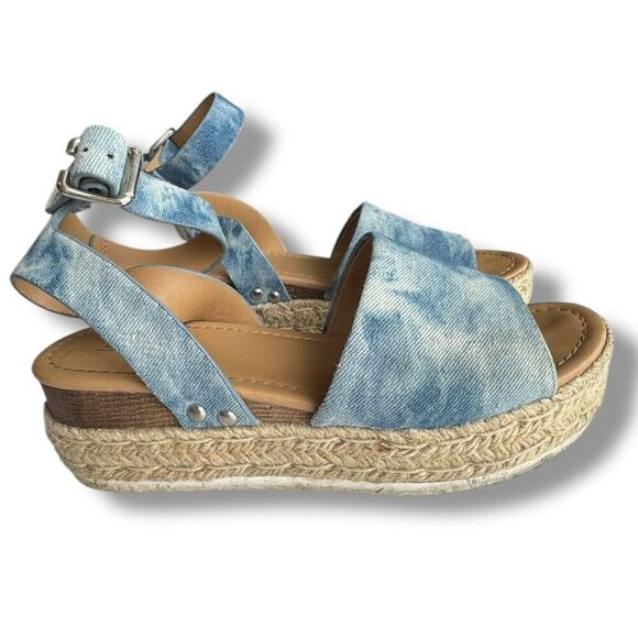 Soda Women's Blue Denim Espadrille Platform Sandals Size 8 - Picture 5 of 8